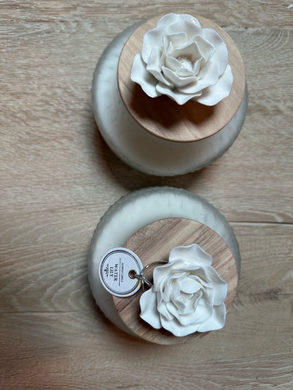 Hand-Poured White Glass Jar Candle with Decorative Lid - Brand Unbranded